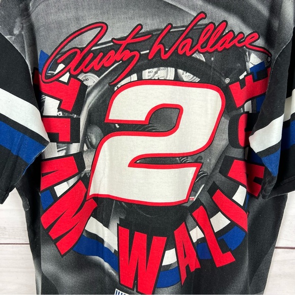 Vintage 1990s Rusty Wallace NASCAR All Over Print T-Shirt Large - Picture 4 of 8